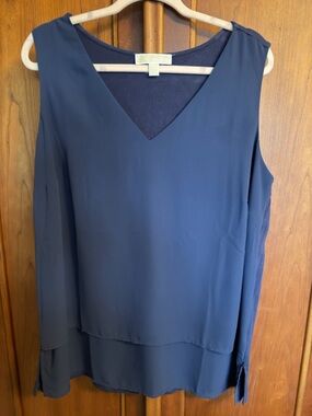 Michael Kors Navy Top with Gold Label Tag